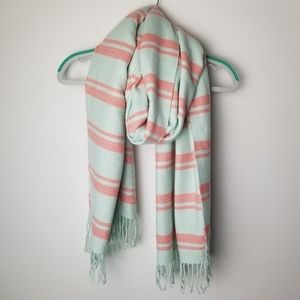 Super soft large teal and pink fringe scarf